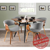 Lumisource CH-CRVNL WL+GY Curvo Mid-Century Modern Dining/Accent Chair in Walnut and Grey Fabric 